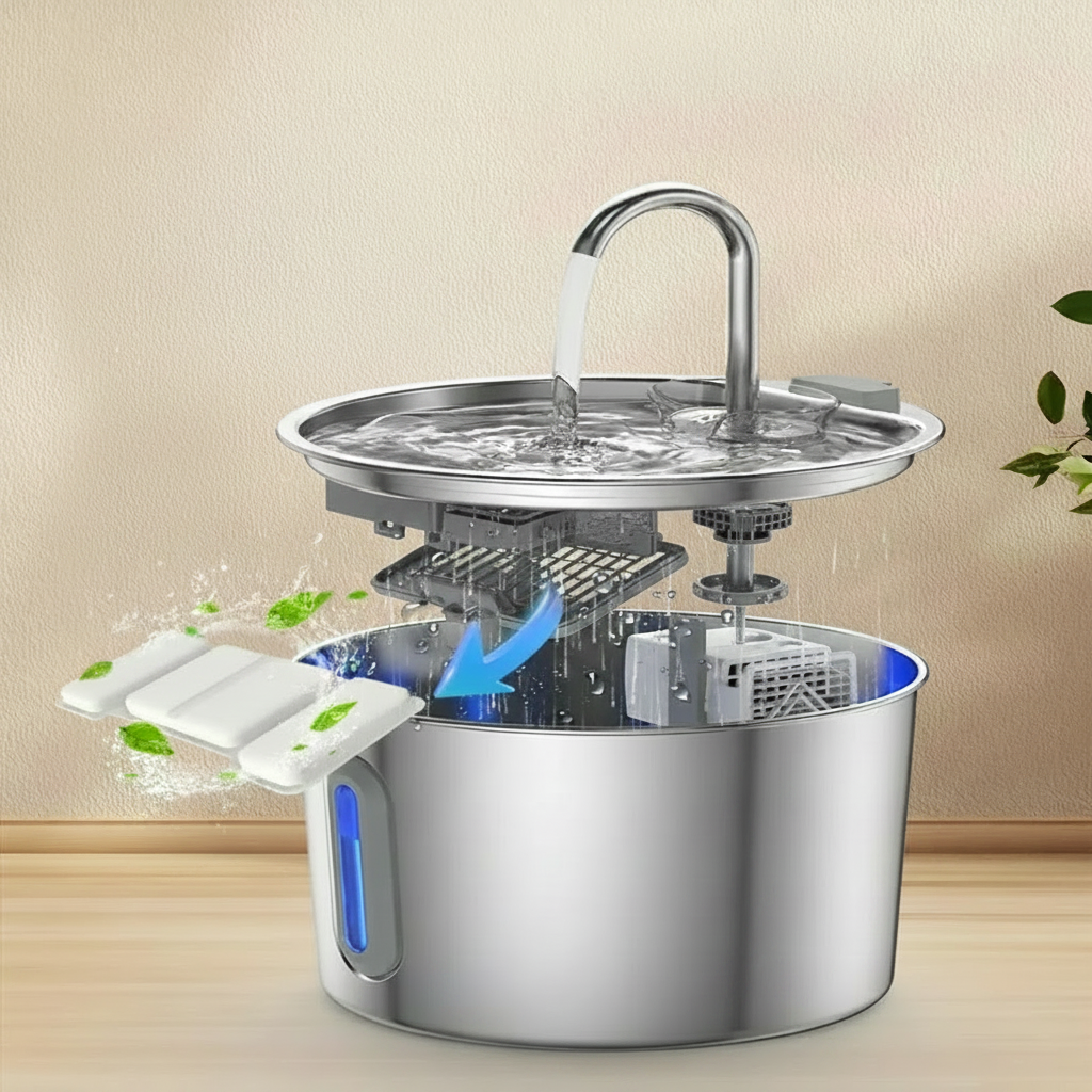Fontaine à eau Whisko pour chat - pompe silencieuse acier inoxydable