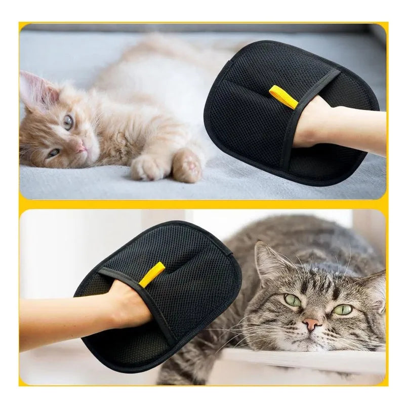 Gant anti-poils Whisko utilisé sur un chat pendant le toilettage