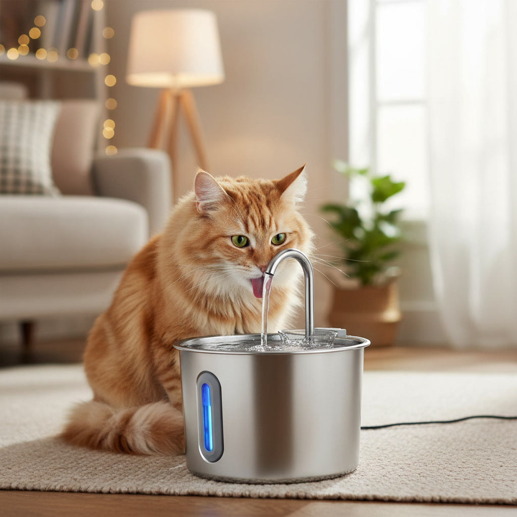 Fontaine à eau pour chat en acier inoxydable 2.2L Whisko - vue principale