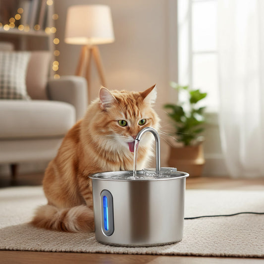 Fontaine à eau pour chat en acier inoxydable 2.2L Whisko - vue principale