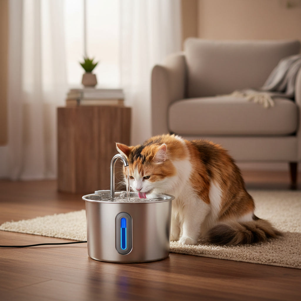 Fontaine à eau silencieuse Whisko pour chat et chien - filtration triple étape